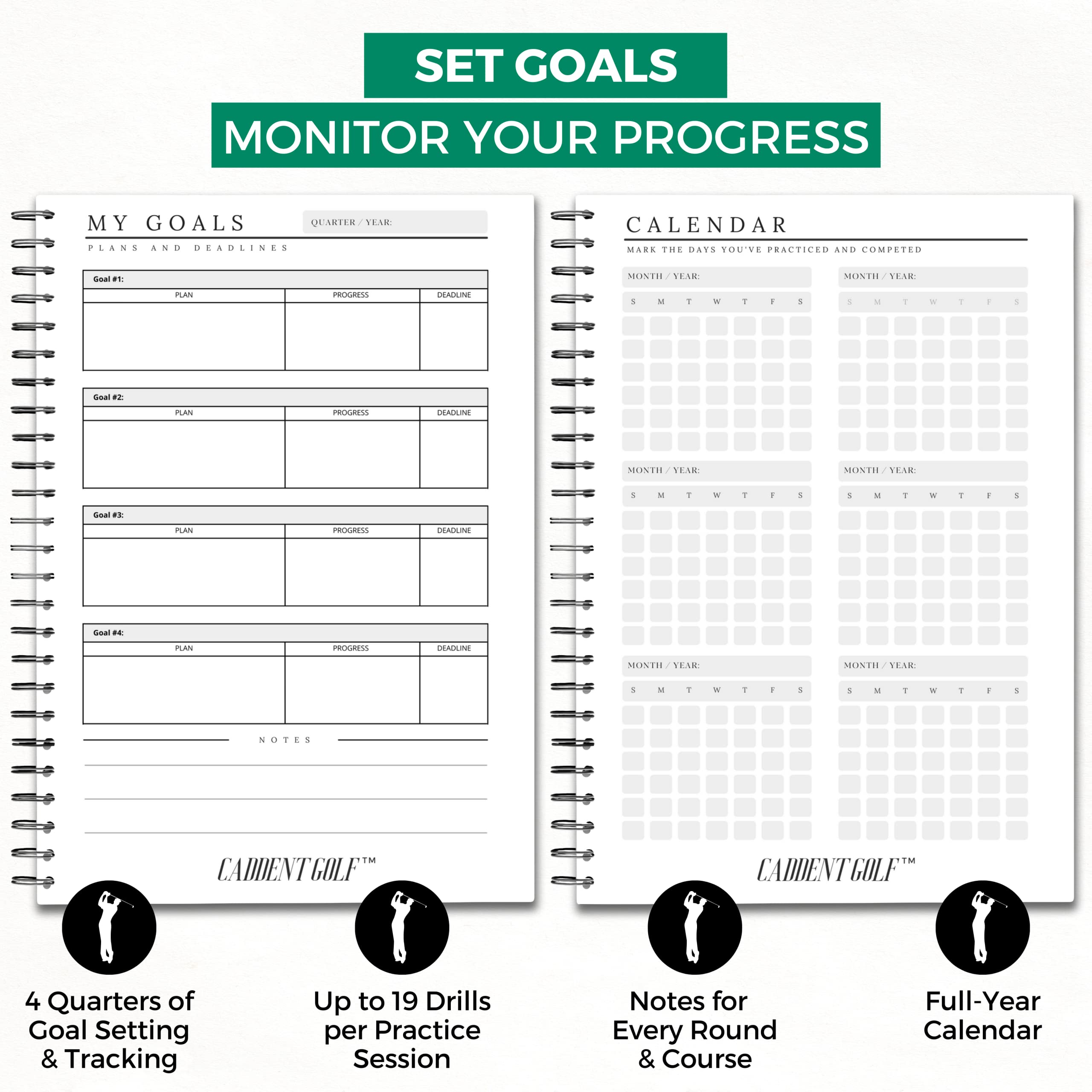 Golf Log Book: Hardcover Edition - Wire-Bound Golf Notebook For Practice Stats And Round Logging - Golf Scorecard Book With Golf