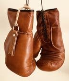 Geoffrey Tan Leather Vintage Boxing Gloves With Leather Laces  12Oz  Retro (Tan), Large