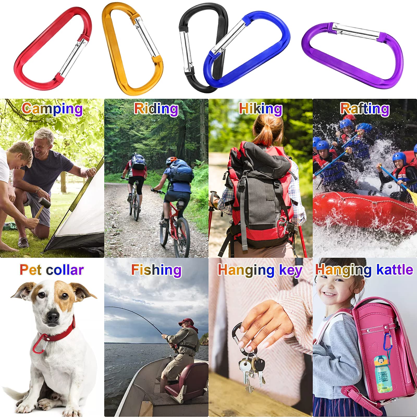 10 Pack 3'' Aluminum Spring Snap Hook Carabiner D Ring Carabiner Clip Camping Accessories Fishing Hiking Traveling And Keychain