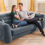 Intex Inflatable Pull-Out Sofa: Velvety Surface, 2-In-1 Valve, Cupholder, 46'' X 88'' X 26'' - Blow-Up Couch And Folding Queen S