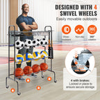 Vevor Basketball Rack, 4-Layers Rolling Basketball Shooting Training Stand, Sports Equipment Storage Organizer With Wheels, Hook