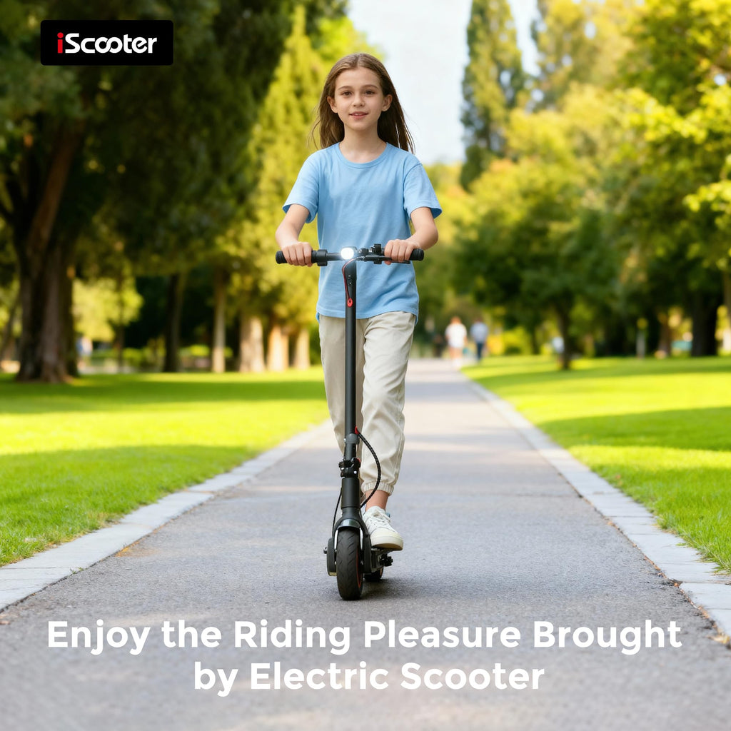 iScooter Electric Scooter, 12 Miles Range, 18 Mph Top Speed, Foldable Scooter Electric with 8.5 Pneumatic Tire, Double Braking