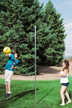 Park & Sun Sports Permanent Outdoor Tetherball Set With Accessories (3-Piece Pole) Yellow/Silver