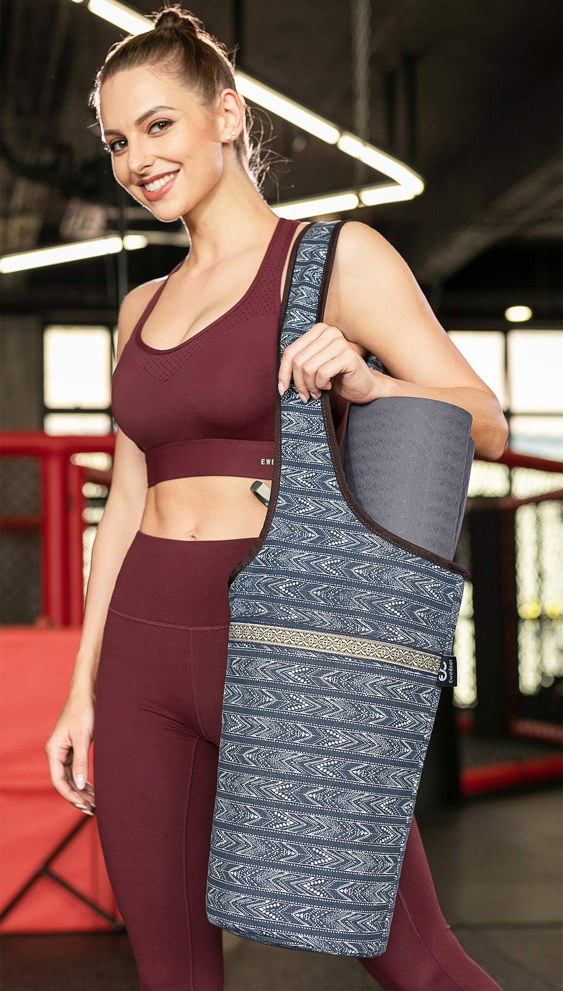 Ewedoos Yoga Mat Bag With Large Size Pocket And Zipper Pocket, Fit Most Size Mats (Artistic Gray)