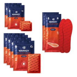 Warmzy Reusable Body,Hand & Foot Warmers (16 Body+ 4 Pair Hand+ 2 Pair Foot) | Warmth For 9+ Hours | Pocket Heater Body & Hand W