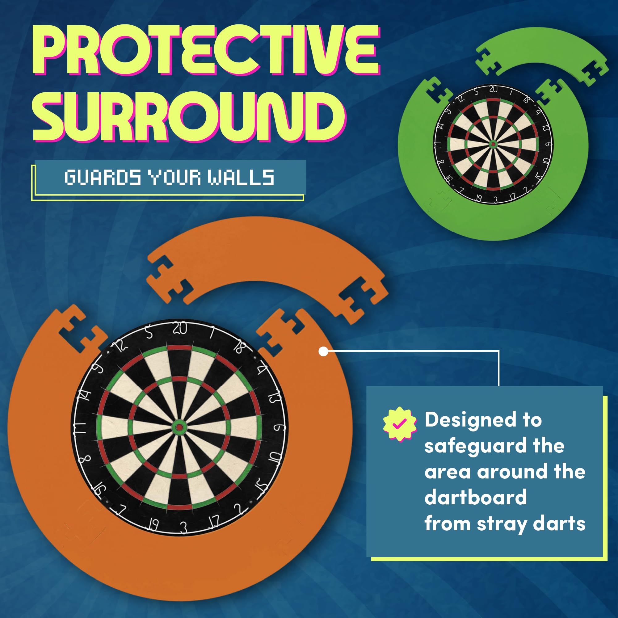 Designa Darts Su077  Dartboard Surround Durable Lightweight Eva Jigsaw Ring Design, Black