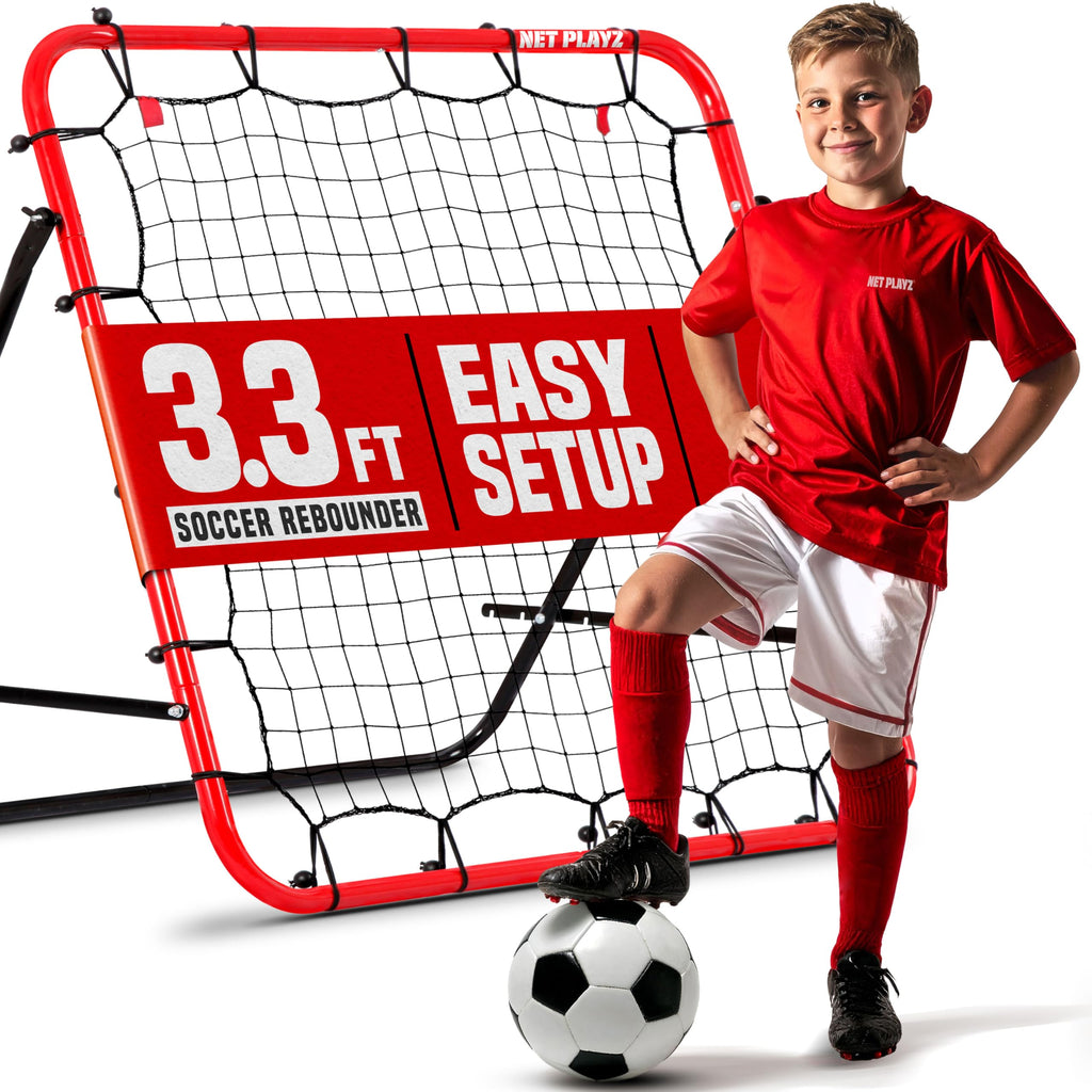 Soccer Rebound Net Rebounder 3.3X3.3FT | Skill Training Gifts, Aids & Equipment for Kids Teens & All Ages - Kick-Back/Portable, 
