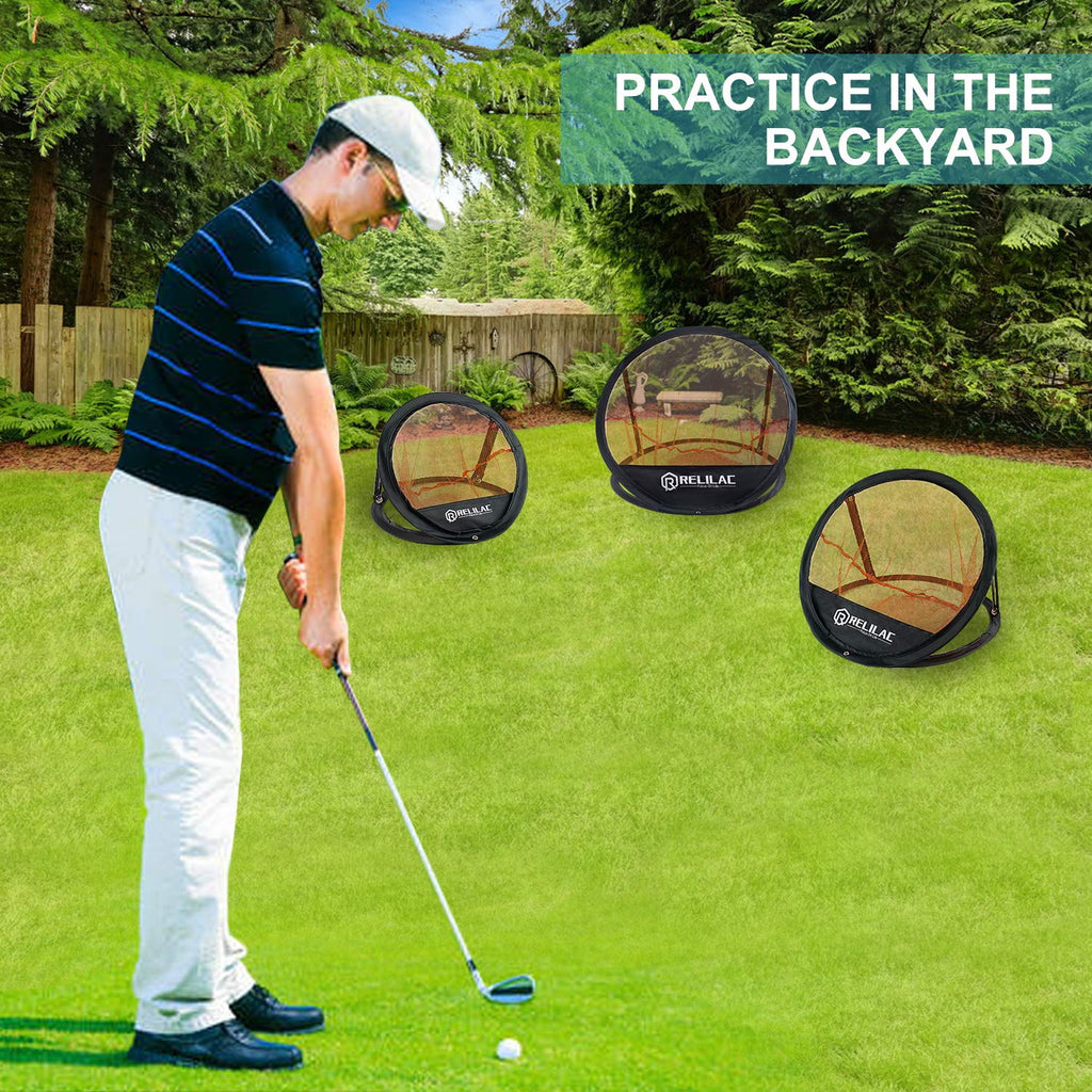 Relilac Golf Chipping Net (3 Pcs)- Indoor/Outdoor Golfing Target Accessories For Backyard Accuracy And Swing Practice - Great Gi