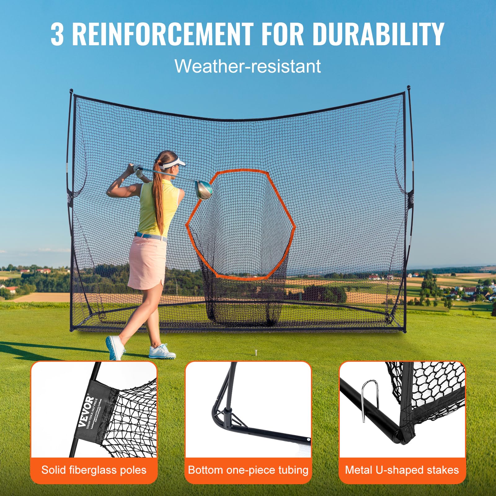 Vevor 10.8X7Ft Golf Practice Hitting Net Indoor Personal Driving Range Training