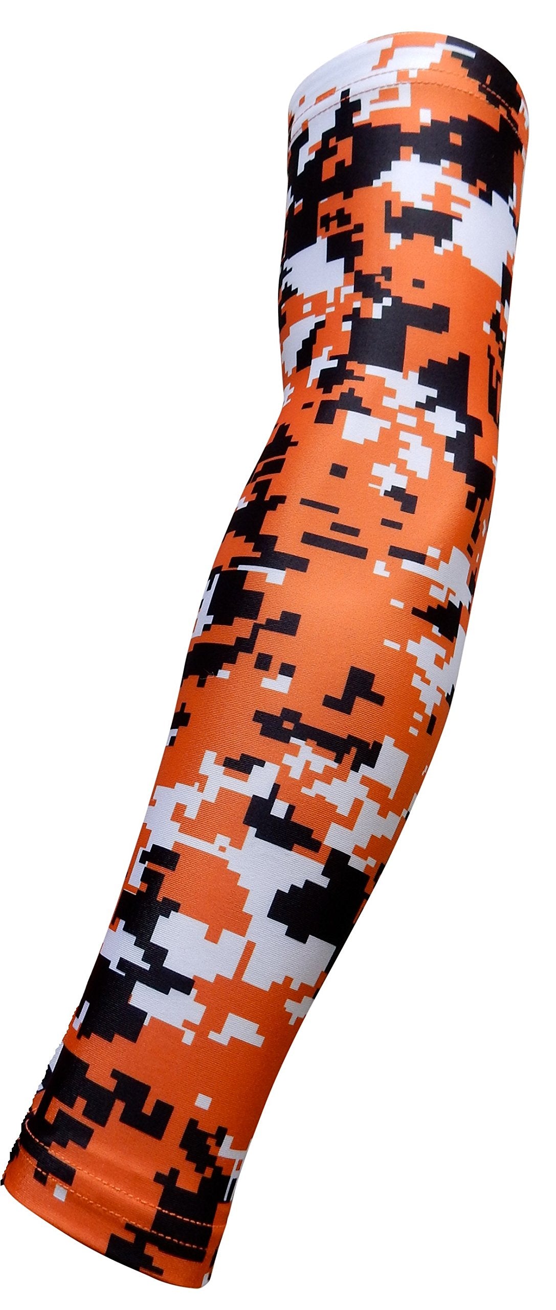Sportsfarm New! Moisture Wicking Compression Arm Sleeve (Orange Digital Camo, Large)