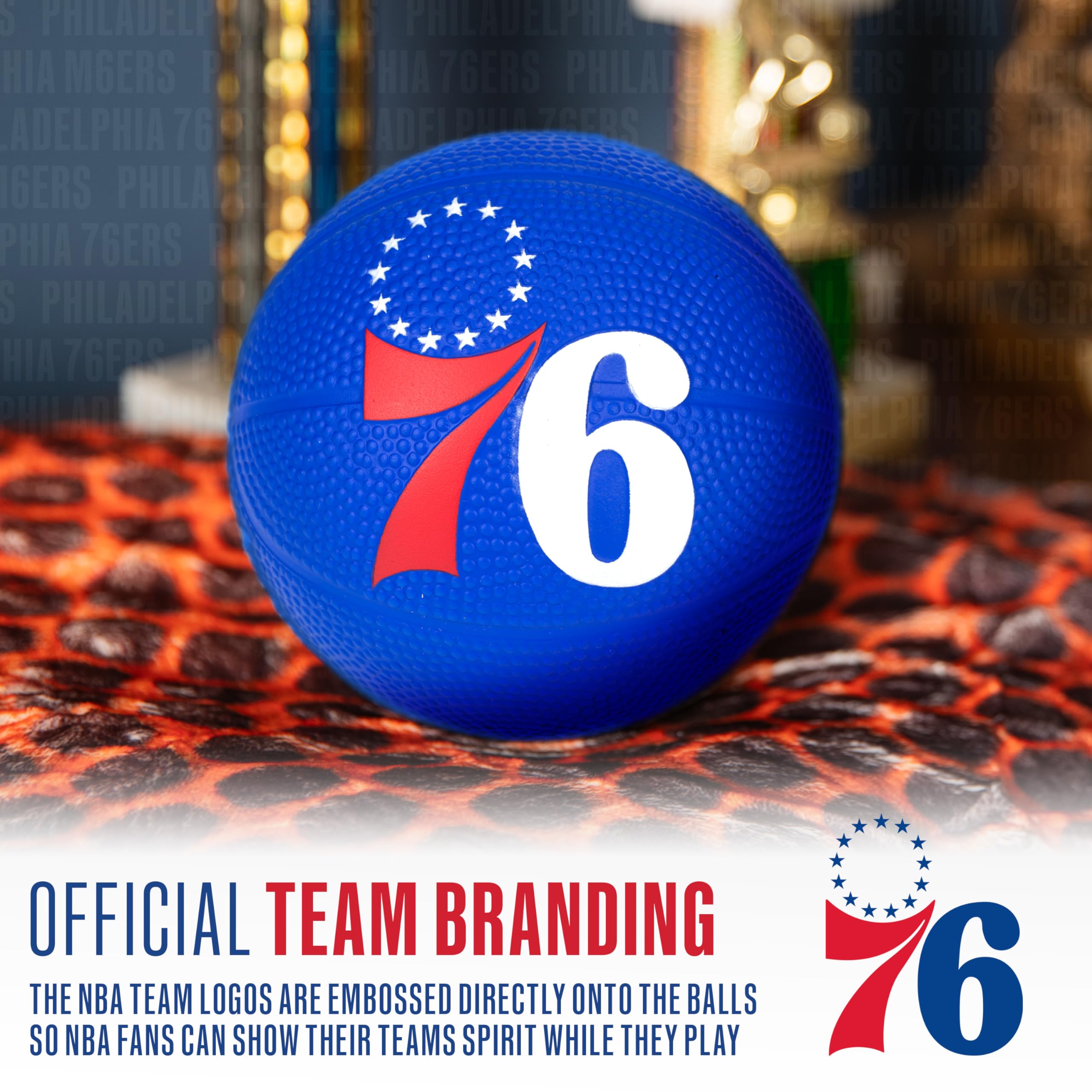 Franklin Sports Nba Philadelphia 76Ers Mini Foam Basketball - Kids 5.5'' Inch Toy Basketball For Over The Door + Mini Indoor Hoo