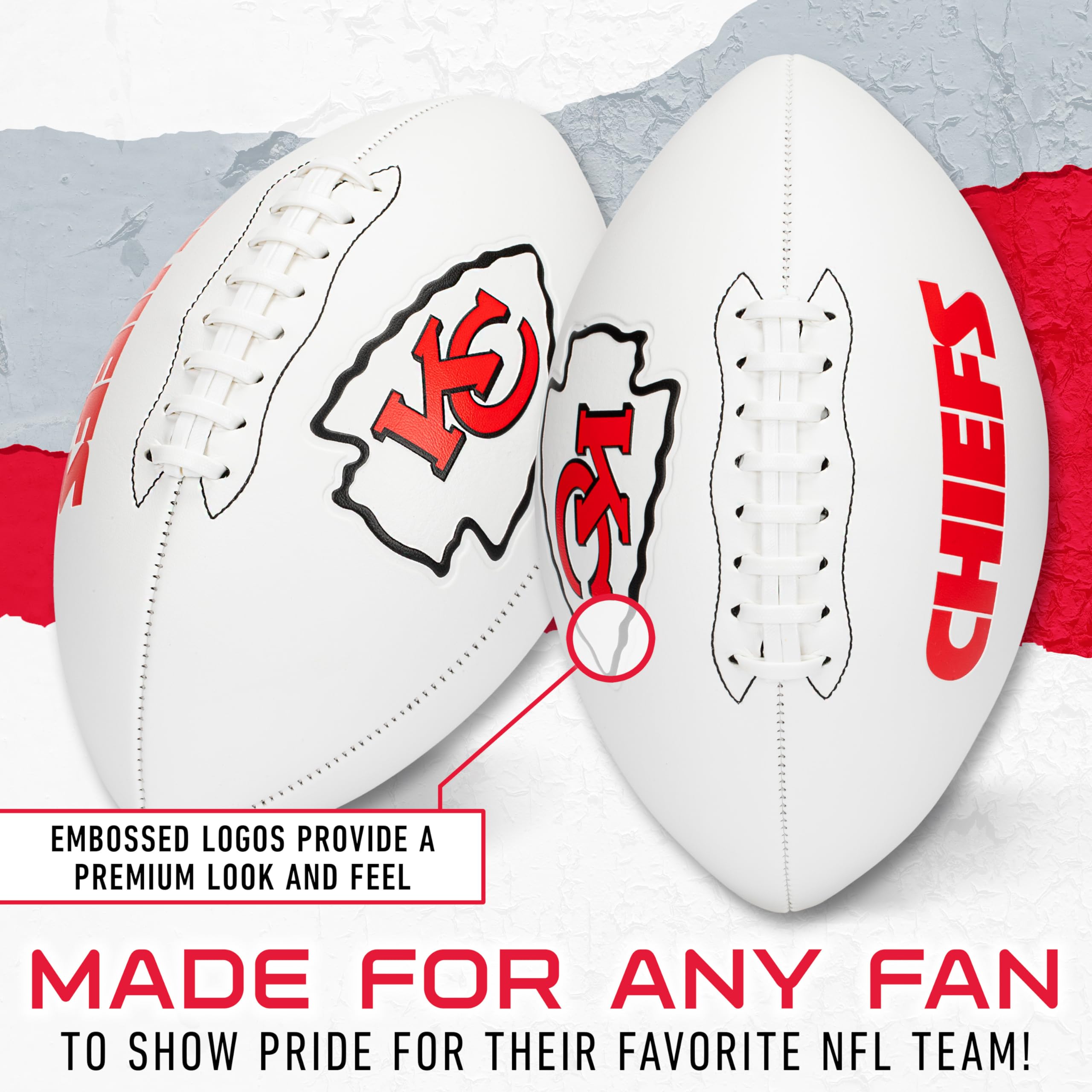 Franklin Sports Nfl Kansas City Chief Autograph Football - Official Size White Panel Souvenir Football For Autographs + Signatur
