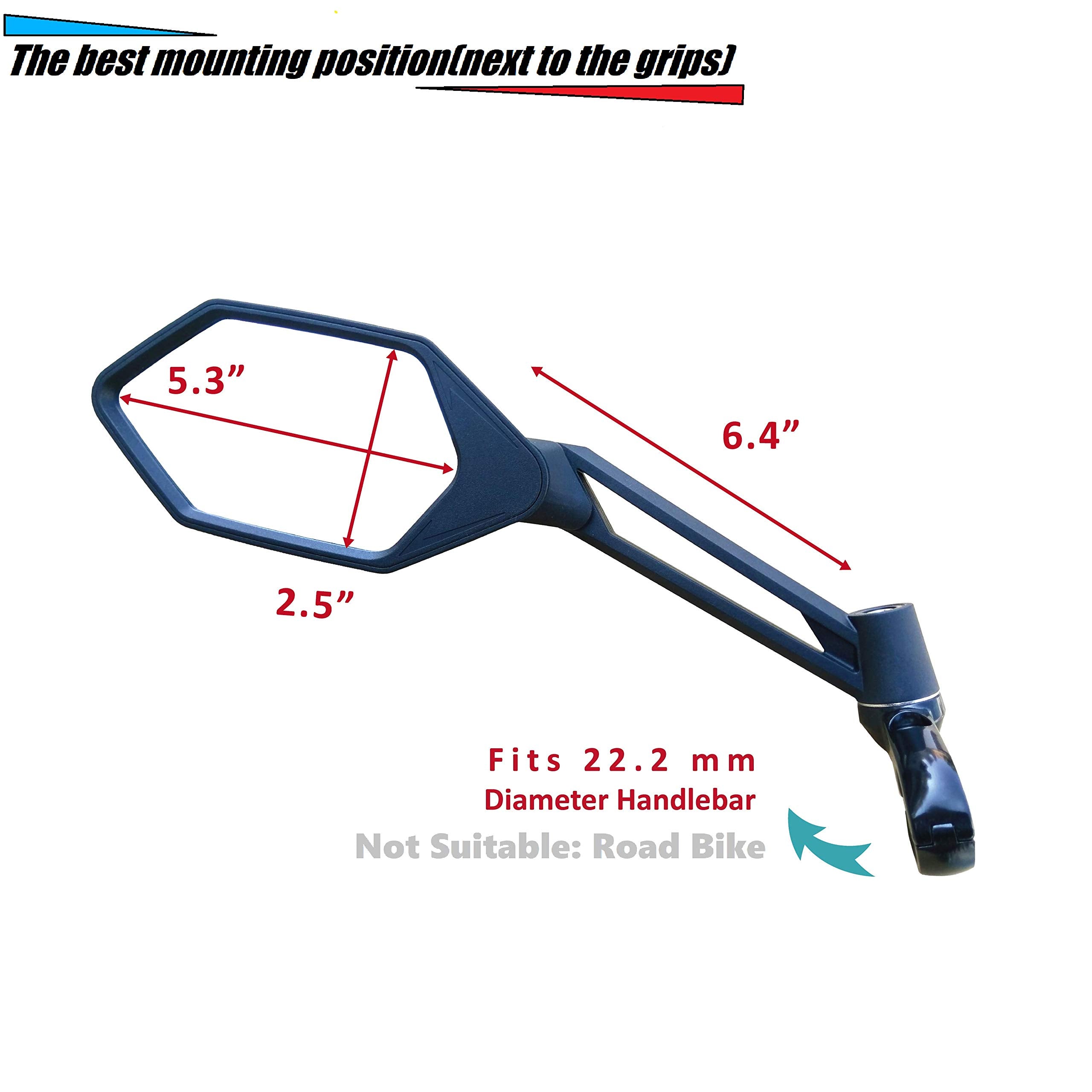 Meachow New Scratch Resistant Glass Lens,Handlebar Bike Mirror, Adjustable Safe Rearview Mirror, Bicycle Mirror (Silver Left Sid