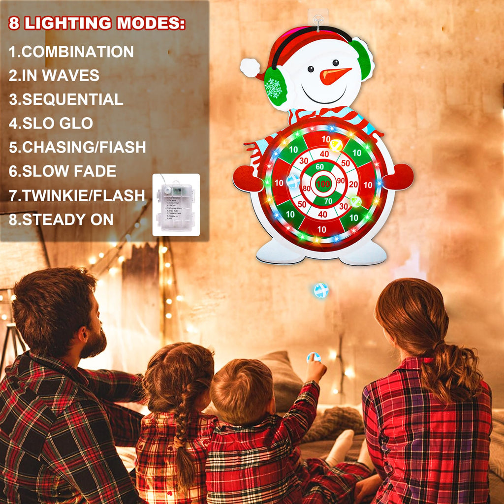 Christmas Games For Families, Light Up Dart Board For Kids Adults With 12 Sticky Balls Christmas Party Games Outdoor Indoor Yard