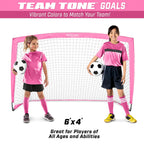 GoSports Team Tone 6 ft x 4 ft Portable Soccer Goal for Kids - Pop Up Net for Backyard - Pink