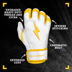 BRUCE BOLT Chrome Series Short Cuff Yellow Batting Glove - Yellow Youth XLarge