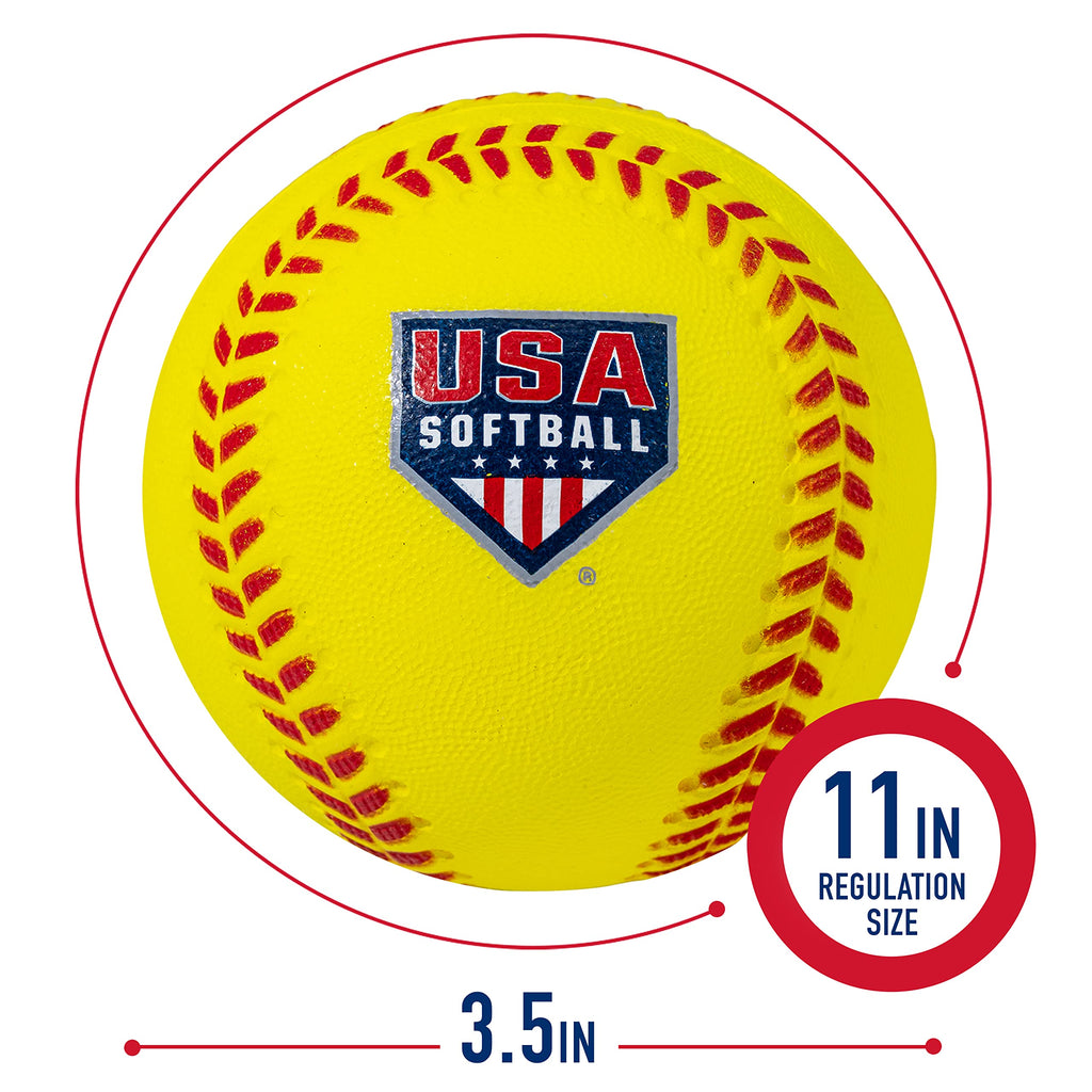 Franklin Sports Foam Practice Softballs - (4) Usa Softball Official Size Foam Softballs For Kids - Squishy Foam Softball Balls -