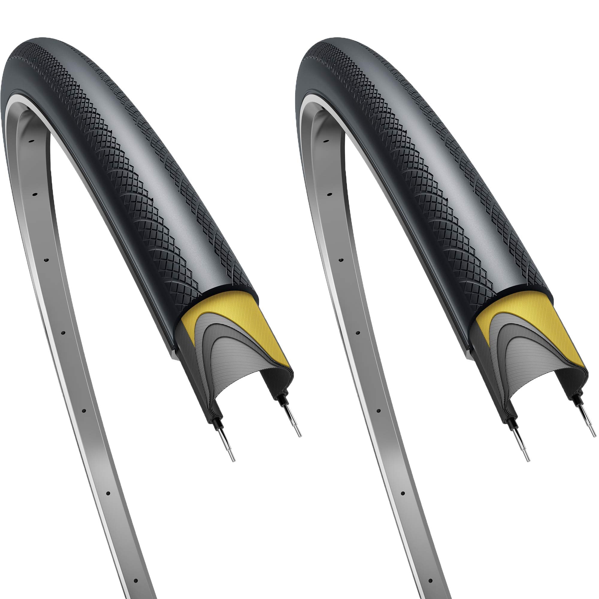 Fincci Pair 700X28C Tire 28-622 Foldable 60Tpi With 1Mm Antipuncture Protection For Cycling Race Road Racing Touring Bicycle Bik