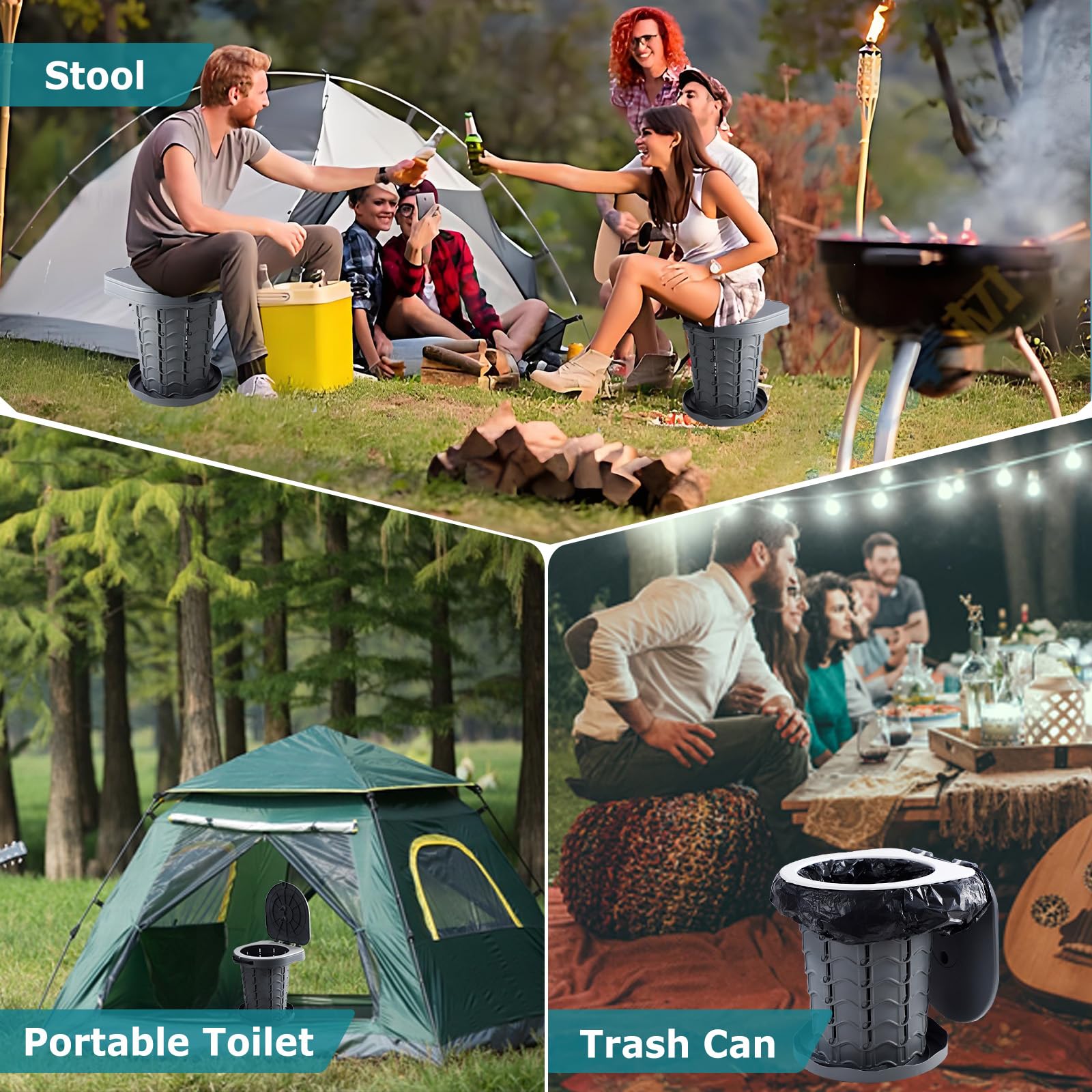 Kpr Upgrade Retractable Portable Toilet Camping Toilet Lightweight And Height Adjustable Folding Travel Toilet Portable Potty Fo