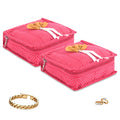 Kuber Industries 2 Pcs Cotton Small Makeup Pouch Bag with 5 Compartment | Jewellery Organisers Pouch for Storage Earrings, Rings