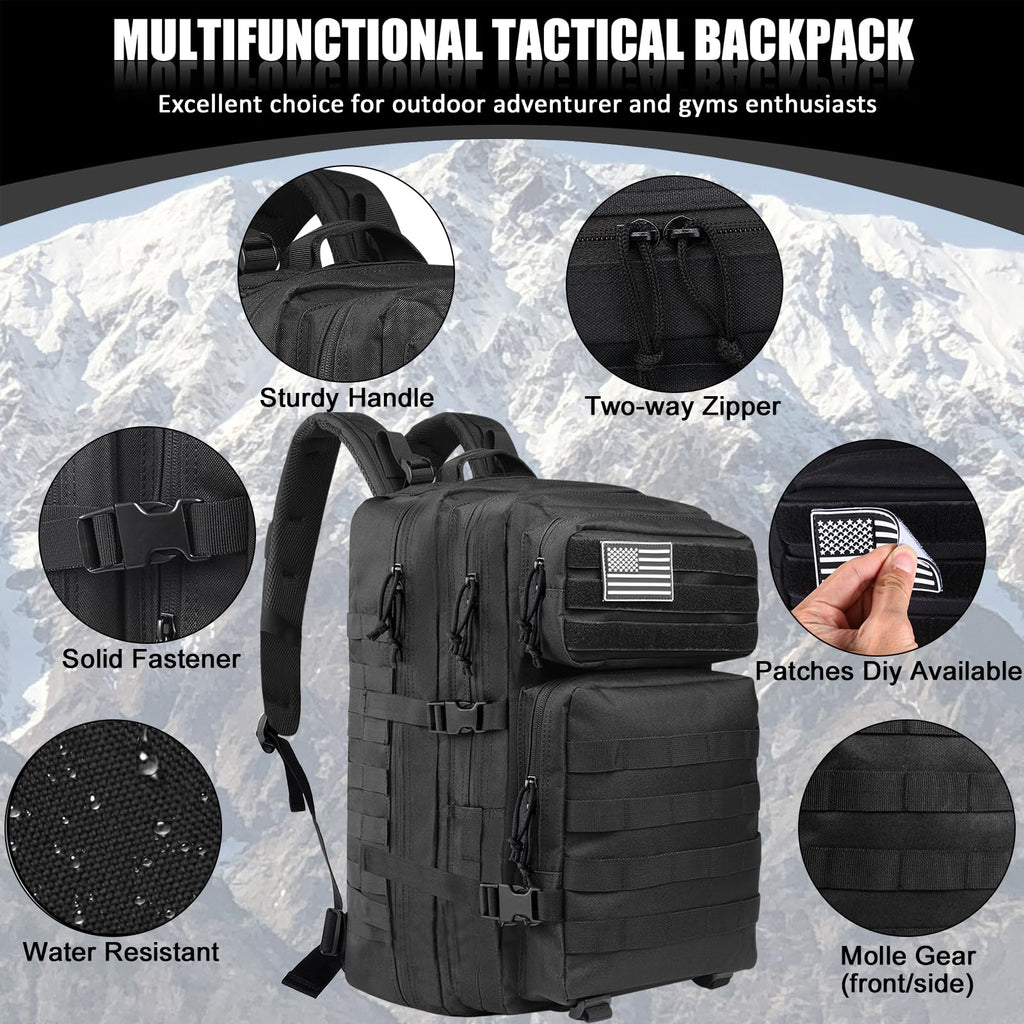 Createy Military Tactical Backpack, Large Army 3 Day Assault Pack 45L Molle Bag Rucksack Bug Out Bag Daypacks With Molle System