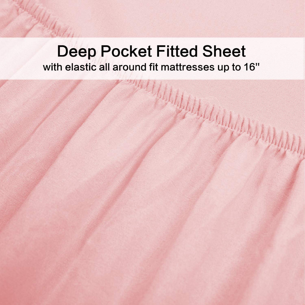 Best Season 4 Piece Bed Sheet Set (Queen,Blush Pink) 1 Flat Sheet,1 Fitted Sheet And 2 Pillow Cases,100 Brushed Microfiber 1800
