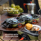 Naturehike 2 Burner Folding Camping Stove, Portable Propane Gas Stove With Carry Bag, 16000 Btu High-Performance Camp Stove With