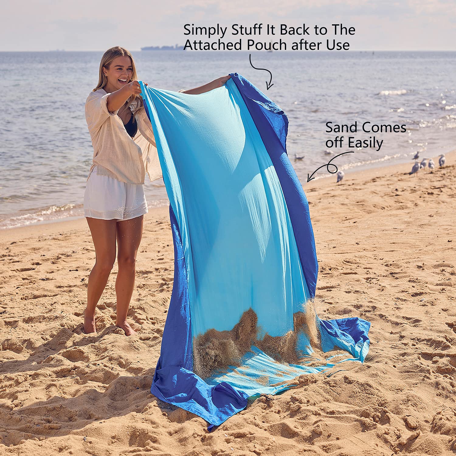 Wekapo Beach Blanket Sandproof, Extra Large Oversized 10'X 9' For 2-8 Adults, Big & Compact Sand Free Mat Quick Drying, Lightwei