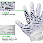 Cutters Football Gloves - Game Day Football Receiver Gloves with High Tack Silicone Grip, Superior Support and Protection - Whit