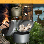 Bulin Camping Cookware Mess Kit, Backpack Portable Campfire Cooking Pots Pans Kettle Set, Durable Lightweight Aluminum Cook Gear