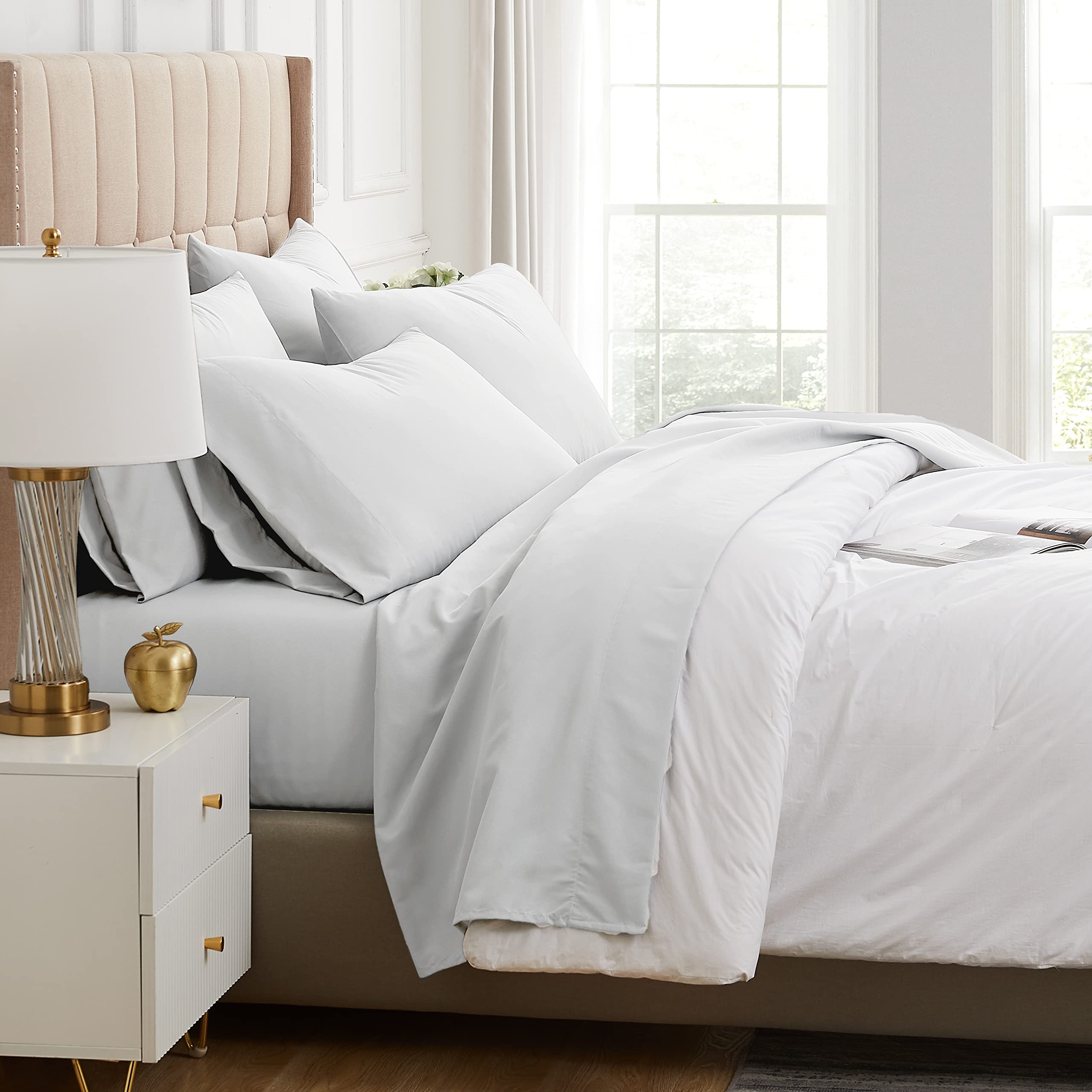 Southshore Fine Linensa - Vilano Springs 4 Piece - 21 Inch - Extra Deep Pocket Sheet Set (Twin, Bright White)