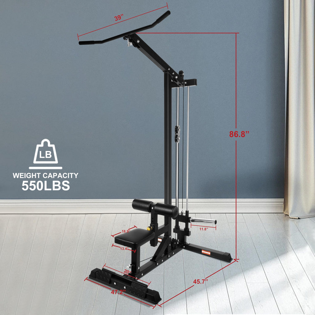 Fitvids Lat All-In-One Machine With High And Low Pulley Station, Lat Pull Down And Lat Row Cable Machine, Lat Tower With Adjusta