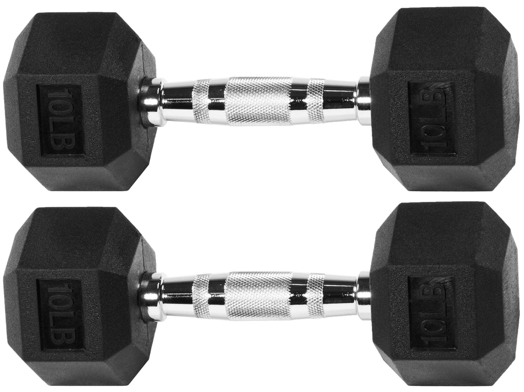 Signature Fitness Rubber Encased Hex Dumbbell, 10Lb Pair