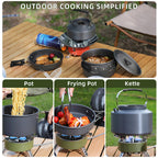 Aigear 3Pcs Camping Cookware Mess Kit, Non-Stick Camping Pan Pot Kettle, Lightweight Aluminum, Collapsible Portable Camping Cook