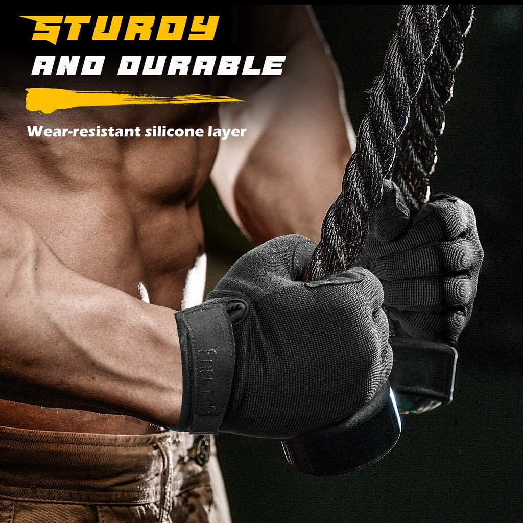 Freetoo Full-Finger Workout Gloves For Men, [Excellent Grip] [Palm Protection] Padded Weightlifting Gloves Lightweight Gym Glove