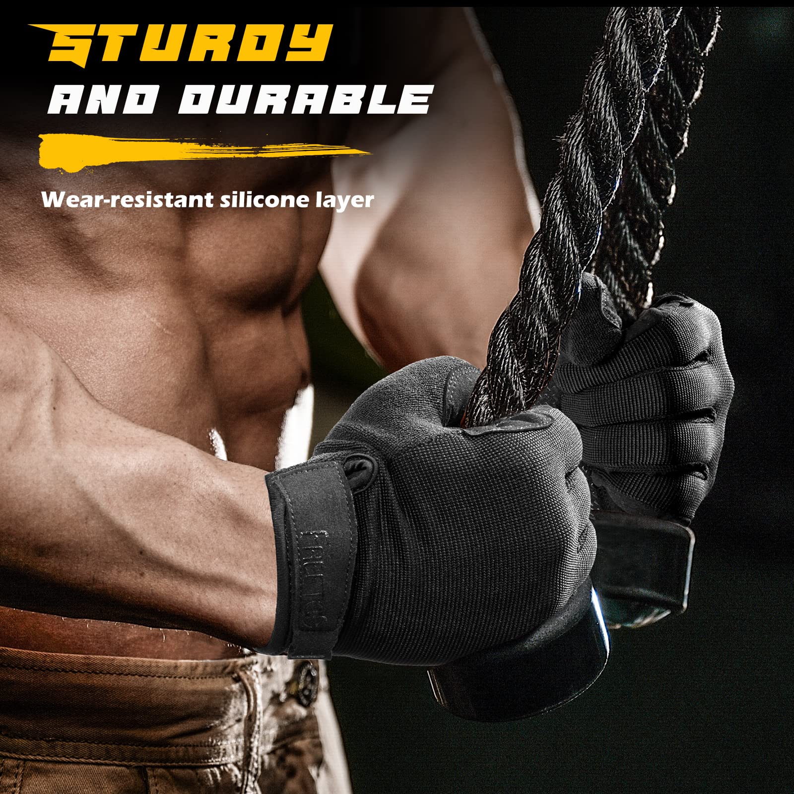 Freetoo Full-Finger Workout Gloves For Men, [Excellent Grip] [Palm Protection] Padded Weightlifting Gloves Lightweight Gym Glove