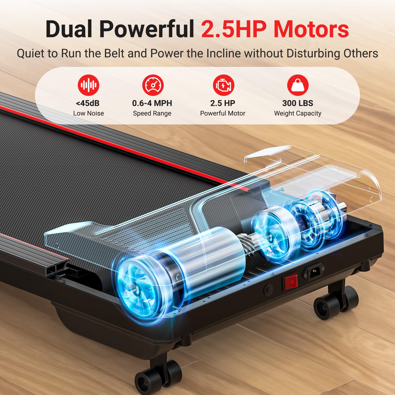 Therun Walking Pad Treadmill With 6% Auto Incline, 2.5 Hp Under Desk Treadmill For Home Office With Remote Control, 300 Lbs Weig