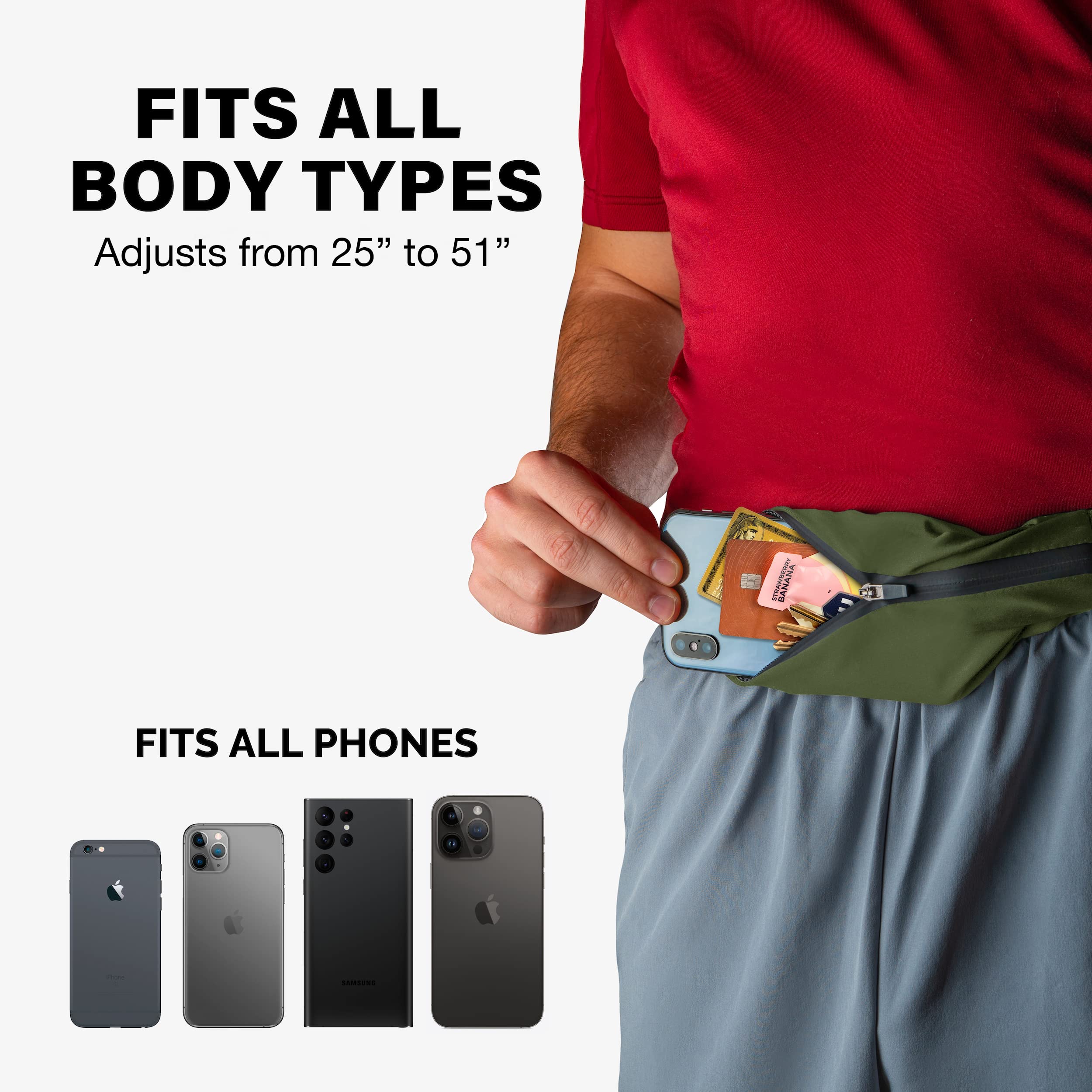 Slim Running Belt [Fits All Phones], Gifts For Runners Men And Women, Fanny Pack, Running Belt, Money Belt, Running Gear, Waist