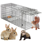 Homgarden Live Animal Cage Trap 32'' Steel Humane Release Rodent Cage For Rabbits, Stray Cat, Squirrel, Raccoon, Mole, Gopher, C