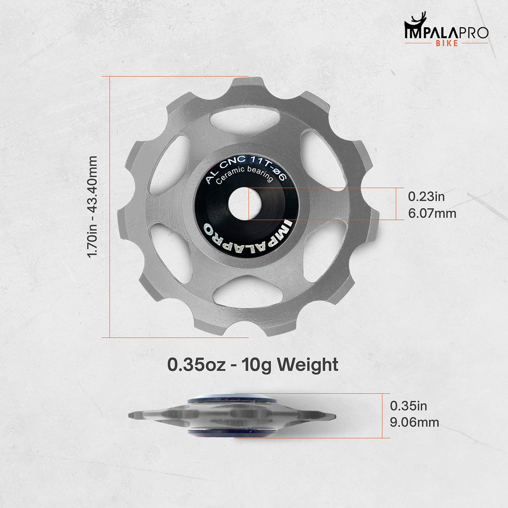 Impalapro Bike Set Of 2 Ceramic Jockey Wheels 11T - Derailleur Pulley - Jockey Wheel Shimano - Jockey Wheels 11 Speed - Pulley S