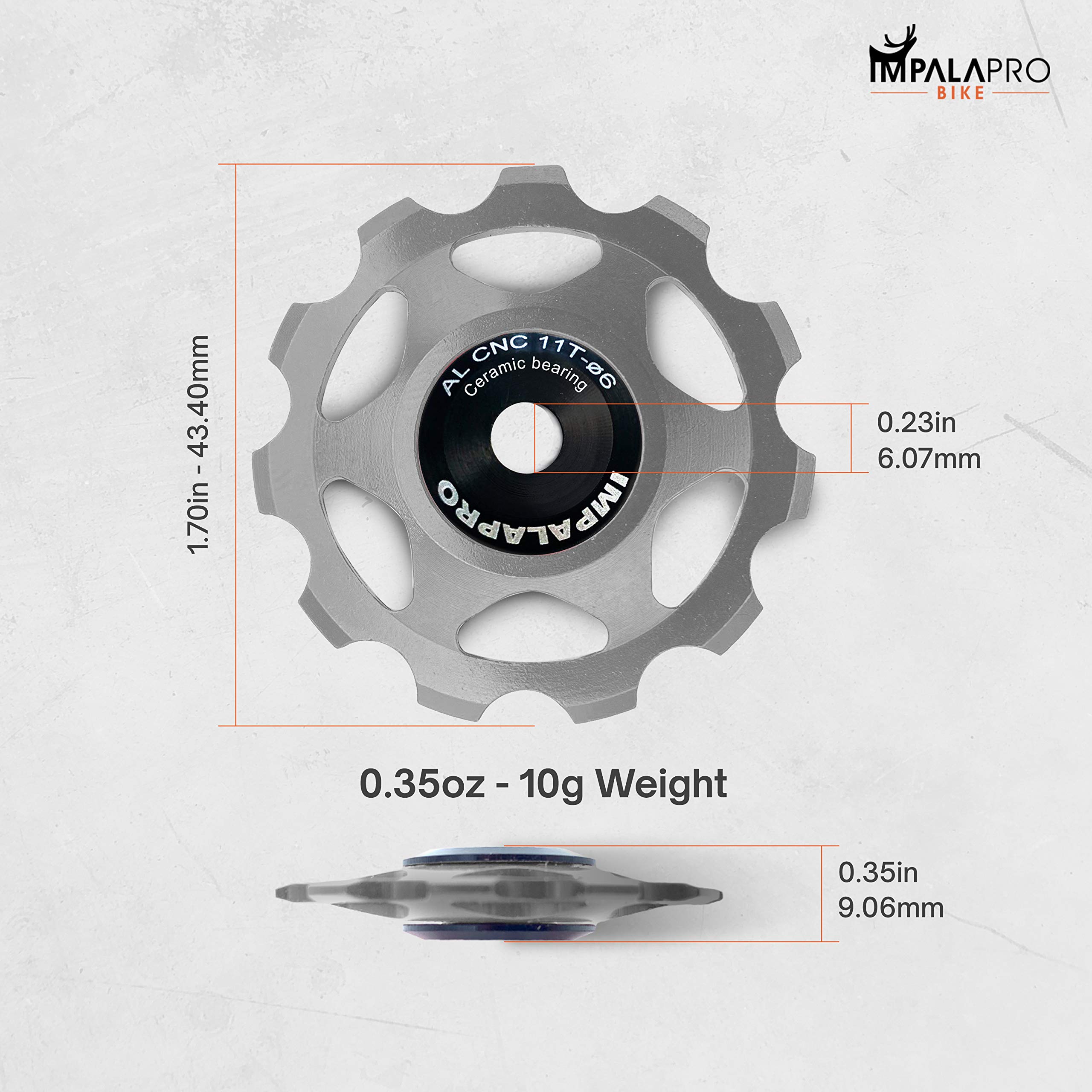 Impalapro Bike Set Of 2 Ceramic Jockey Wheels 11T - Derailleur Pulley - Jockey Wheel Shimano - Jockey Wheels 11 Speed - Pulley S