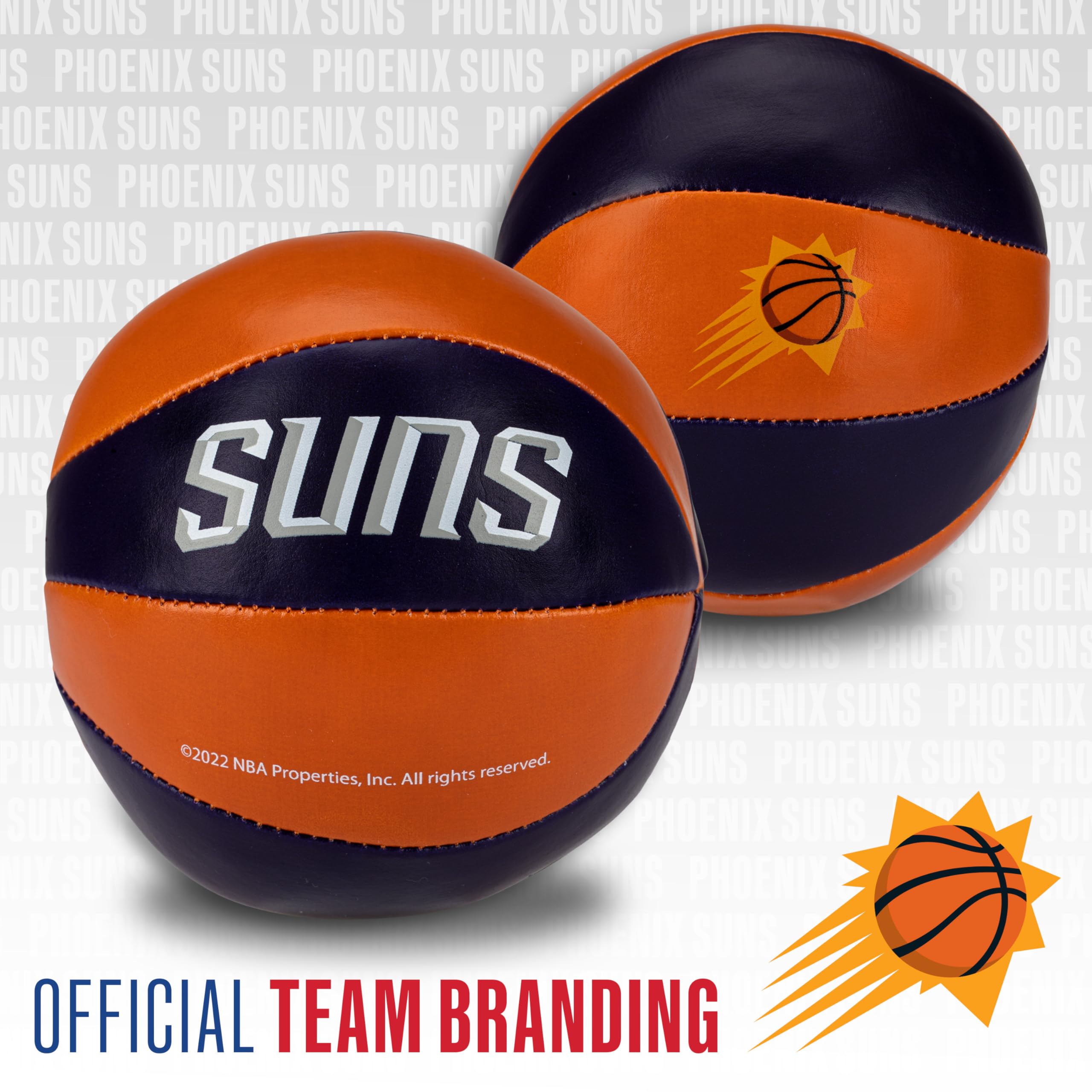 Franklin Sports Nba Phoenix Suns Toy Basketballs - 2 Pack Of Kids Soft Mini Basketballs For Over The Door + Indoor Hoops - Nba F