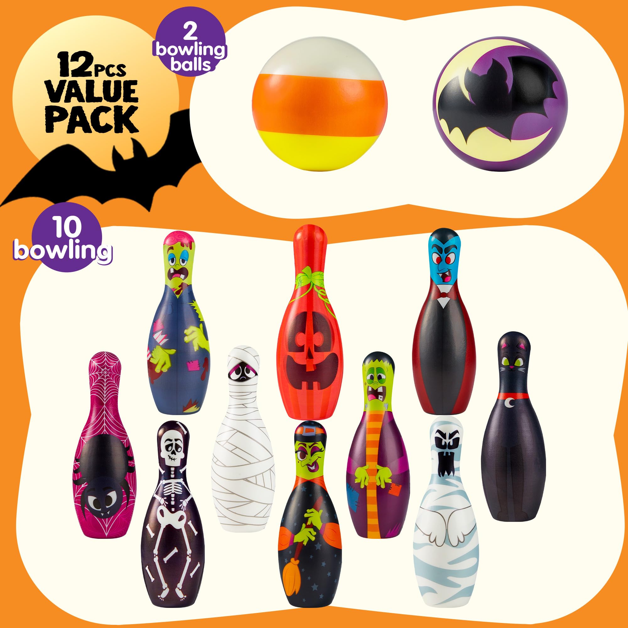 Joyin Halloween Foam Bowling Set For Kids Toys Party Supplies, Get-Together Party, Game Day Events, Indoor Outdoor Party, Birthd
