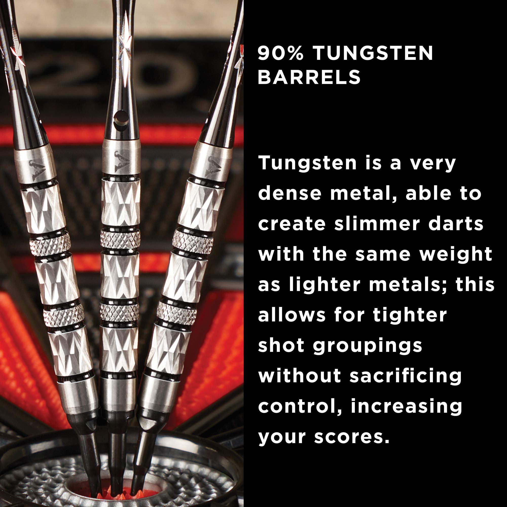 Viper Diamond 90% Tungsten Soft Tip Darts With Storage/Travel Case, Black Rings, 16 Grams