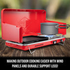 Hike Crew 2-In-1 Gas Camping Stove  Portable Propane Grill/Stove Burner W/Integrated Igniter & Stainless Steel Drip Tray  Built-