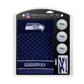 Team Golf NFL Seattle Seahawks Gift Set: Embroidered Golf Towel, 3 Golf Balls, and 14 Golf Tees 2-3/4 Regulation, Tri-Fold Towel