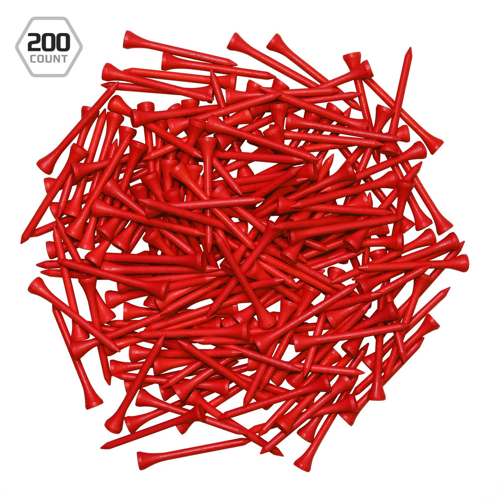 Izzo Golf Wood Golf Tees, 1.75 Inch, Red (Pack Of 200)