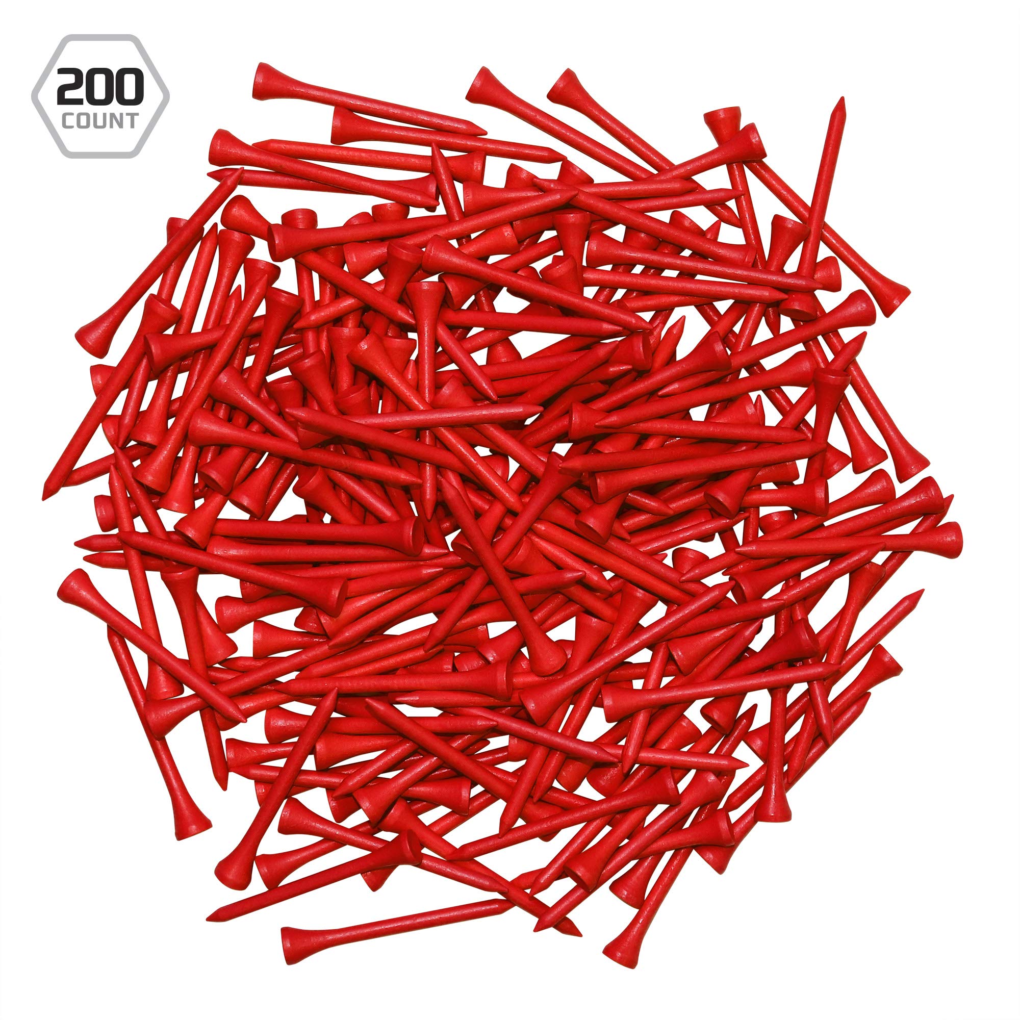 Izzo Golf Wood Golf Tees, 1.75 Inch, Red (Pack Of 200)