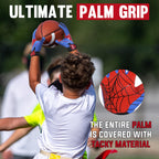 AIGEVTURE Youth Football Gloves Kids Inspired Receiver Gloves Boys Girls Unmatched Grip Comfort Blue and Red X-Large