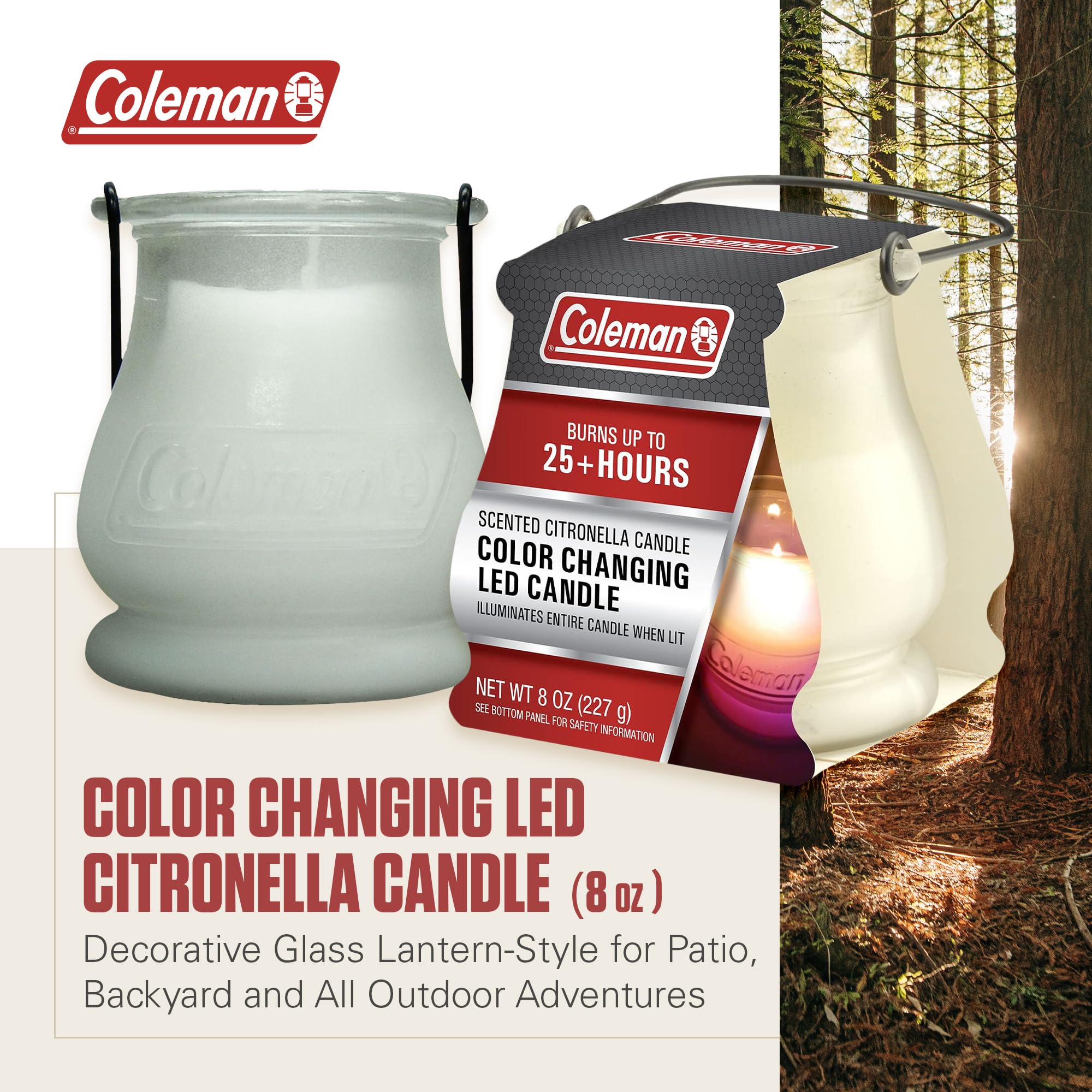 Coleman Color Changing Led Candle - Citronella Candle, Outdoor Candle - 8 Oz (Boxed)